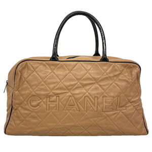 Chanel Matelassé Boston Bag, Caviar Leather, Brown/Black, Women's, P3679620